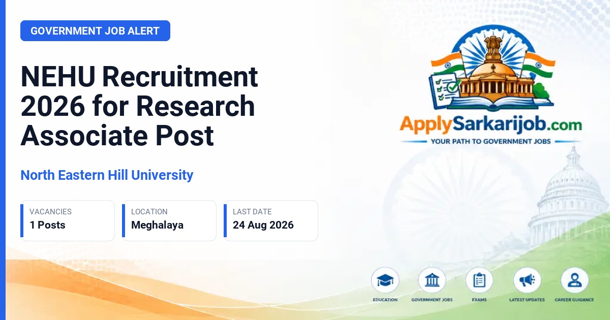 North Eastern Hill University - Research Associate Official Notification Poster & Schedule