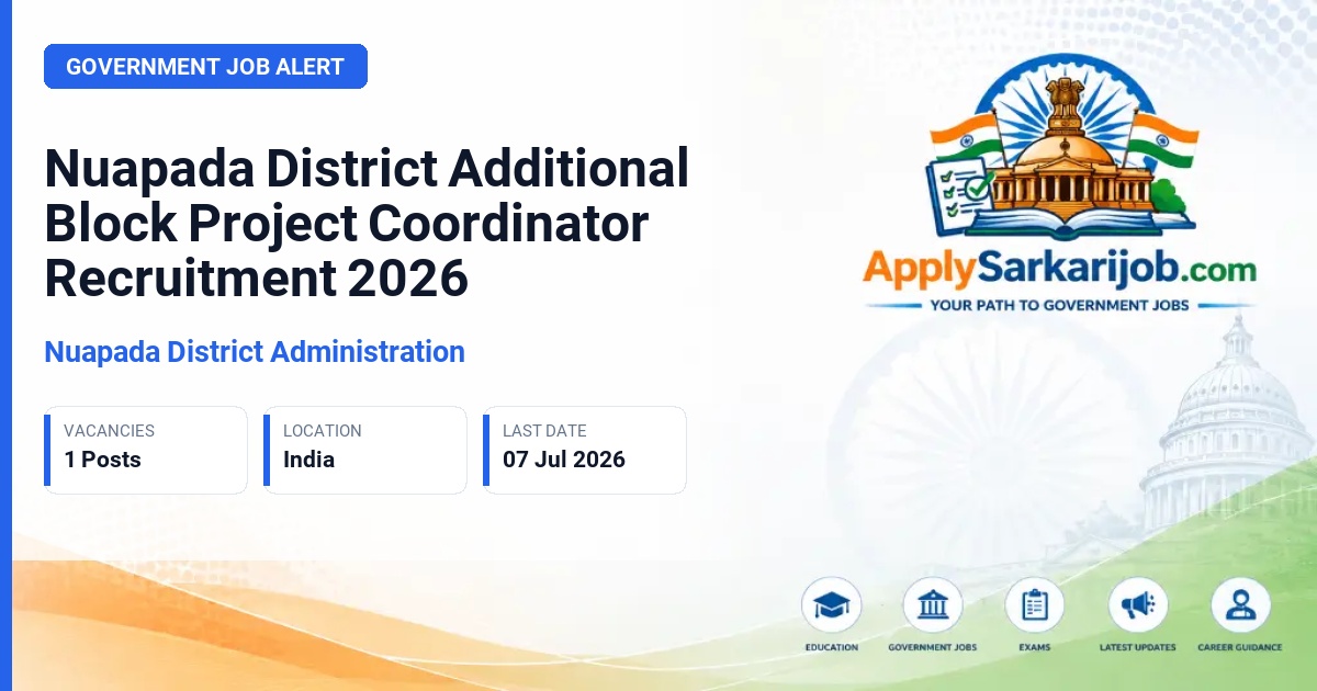 Nuapada District Administration - Additional Block Project Coordinator Official Notification Poster & Schedule