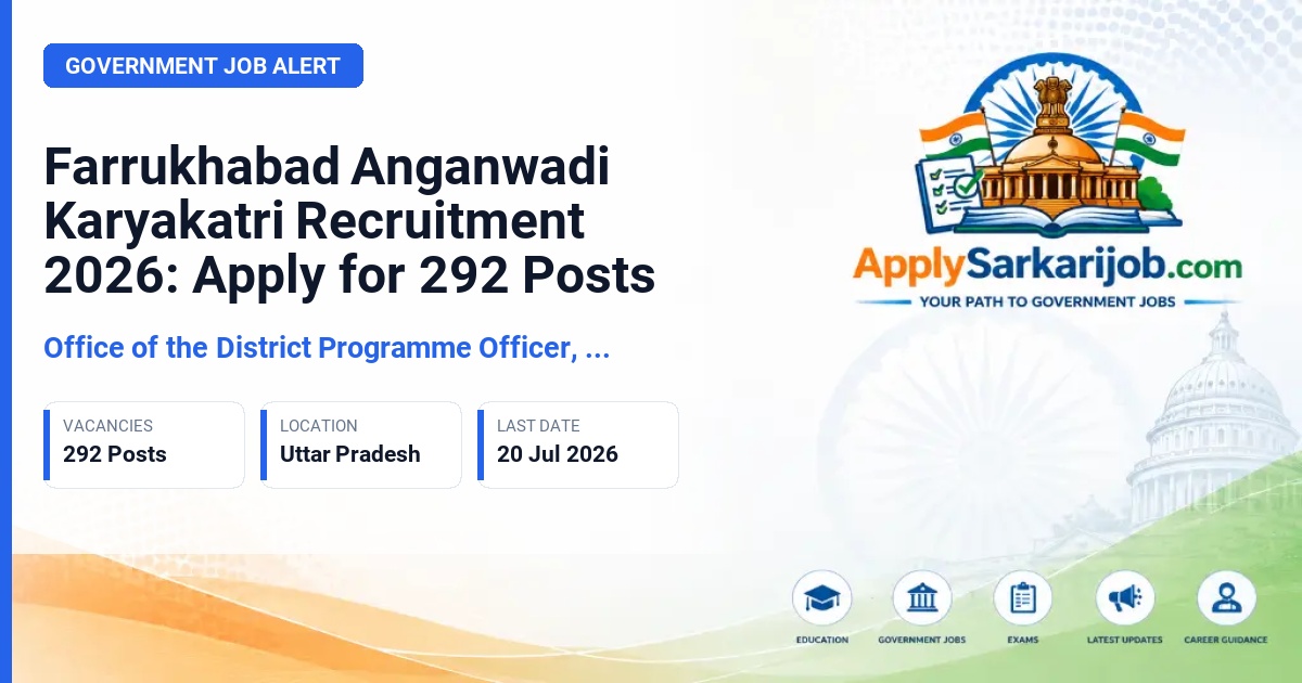 Office of the District Programme Officer, Farrukhabad - Anganwadi Karyakatri (Worker) Official Notification Poster & Schedule