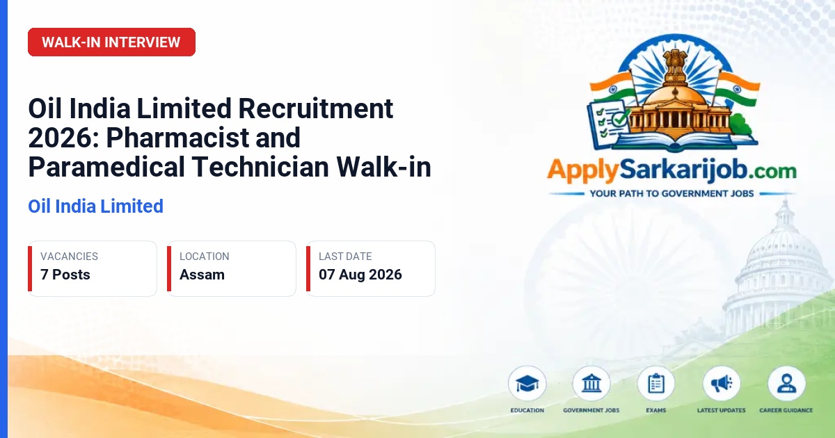 Oil India Limited - Pharmacist & Paramedical Hospital Technician Official Notification Poster & Schedule