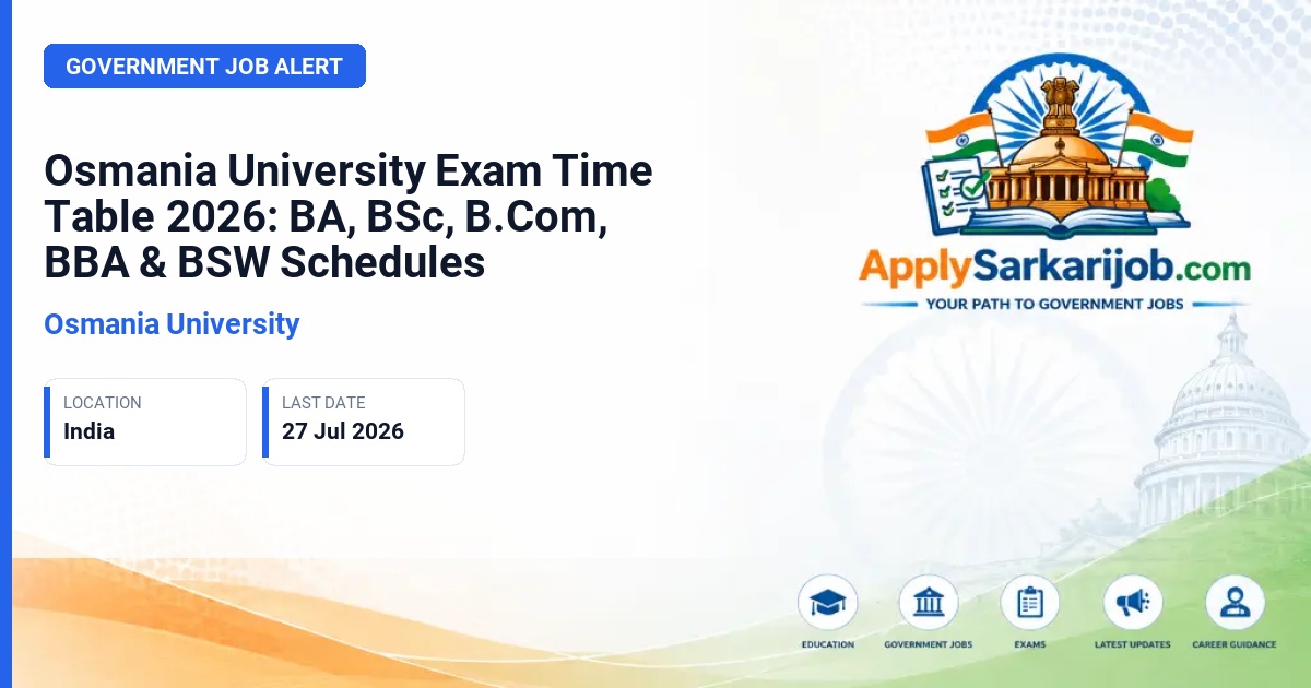 Osmania University - Osmania University Exam Time Table 2026: BA, BSc, B.Com, BBA & BSW Schedules Official Notification Poster & Schedule