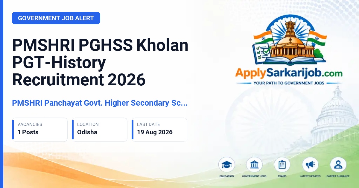 PMSHRI Panchayat Govt. Higher Secondary School - PGT-History Official Notification Poster & Schedule