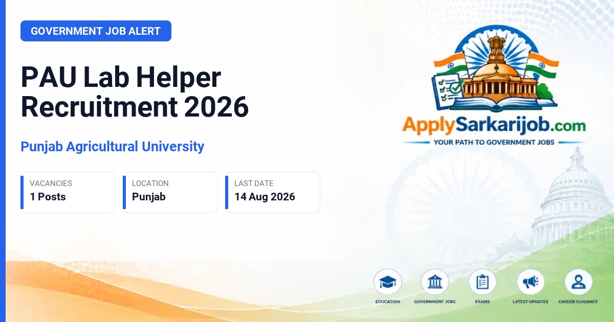 Punjab Agricultural University - Lab Helper Official Notification Poster & Schedule