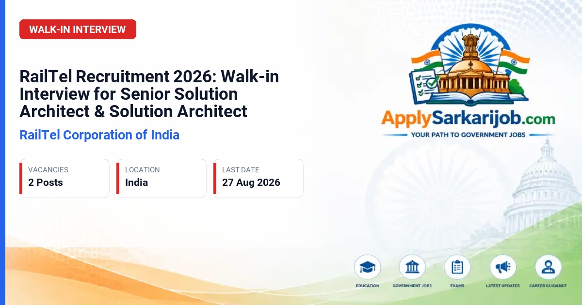 RailTel Corporation of India - Sr. Solution Architect and Solution Architect Official Notification Poster & Schedule
