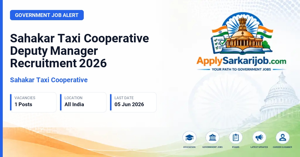 Sahakar Taxi Cooperative - Dy Manager (Marketing) Official Notification Poster & Schedule