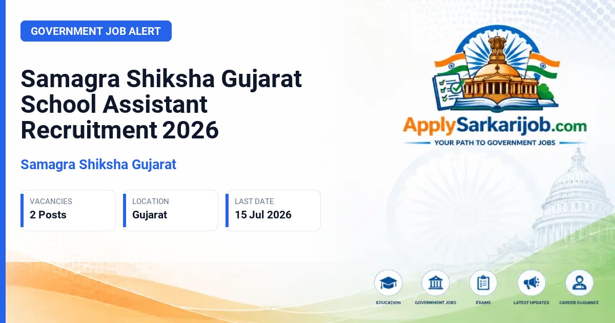 Samagra Shiksha Gujarat - School Assistant Official Notification Poster & Schedule
