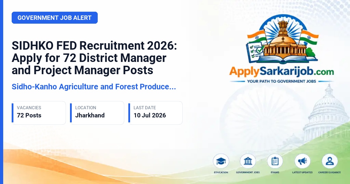 Sidho-Kanho Agriculture and Forest Produce State Co-Operative Federation - District Manager and District Project Manager Official Notification Poster & Schedule