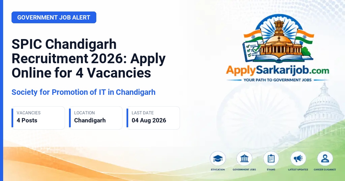 Society for Promotion of IT in Chandigarh - Clerk-cum-Stenographer, Senior Assistant, Section Officer, MTS Official Notification Poster & Schedule