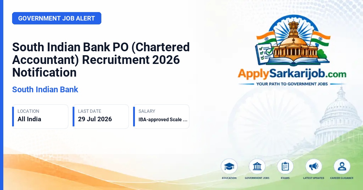 South Indian Bank - Probationary Officer (CA) Scale I Official Notification Poster & Schedule