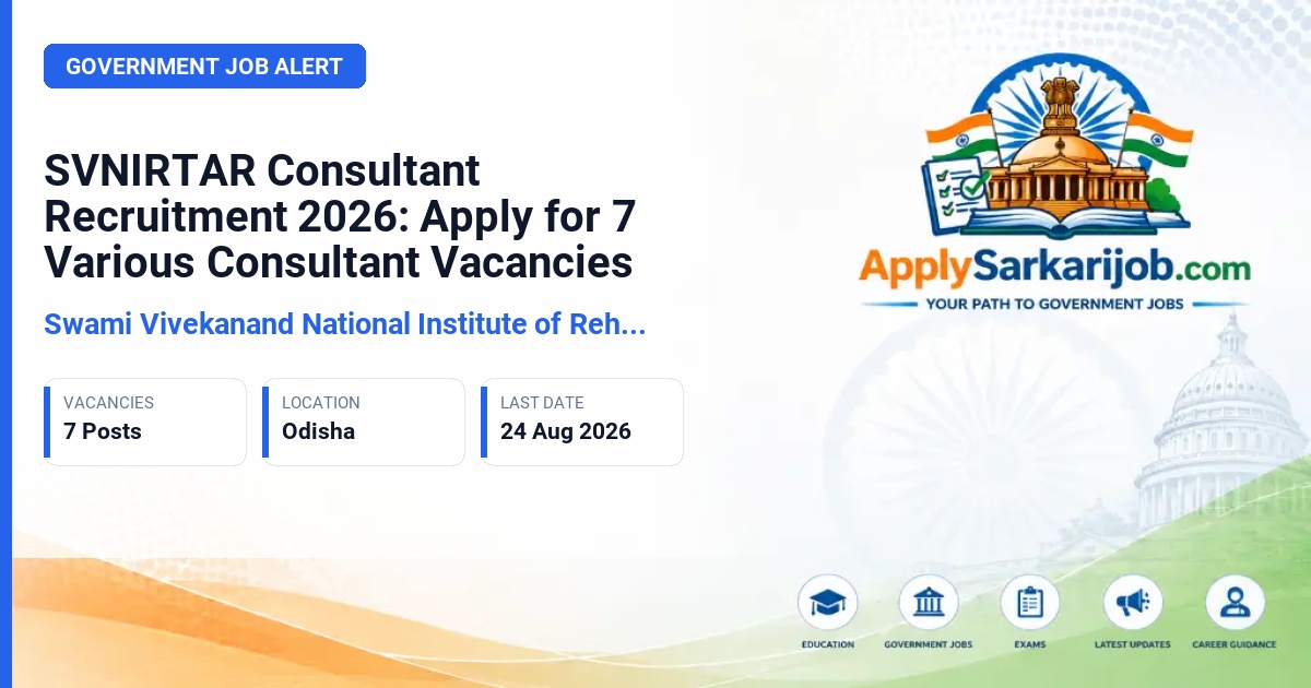 Swami Vivekanand National Institute of Rehabilitation Training and Research - Consultant (Occupational Therapist, Nurse, Special Educator, etc.) Official Notification Poster & Schedule
