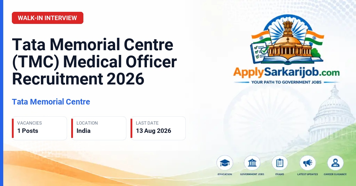 Tata Memorial Centre - Medical Officer 'E' (Medical Oncology) Solid Tumor Official Notification Poster & Schedule