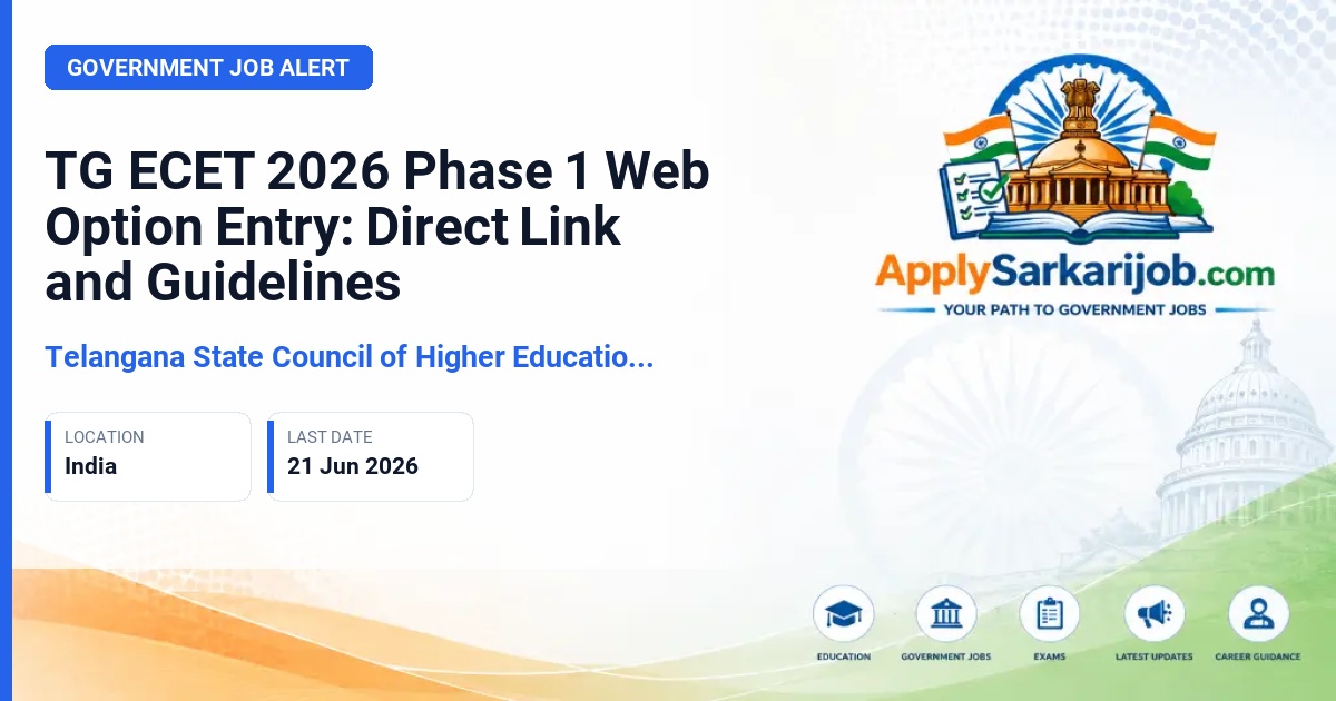 Telangana State Council of Higher Education (TSCHE) - TG ECET 2026 Phase 1 Web Option Entry: Direct Link and Guidelines Official Notification Poster & Schedule