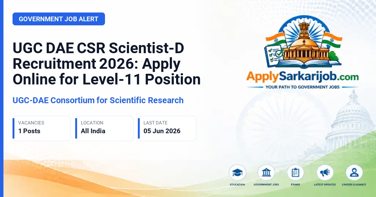 UGC-DAE Consortium for Scientific Research - Scientist-D Official Notification Poster & Schedule