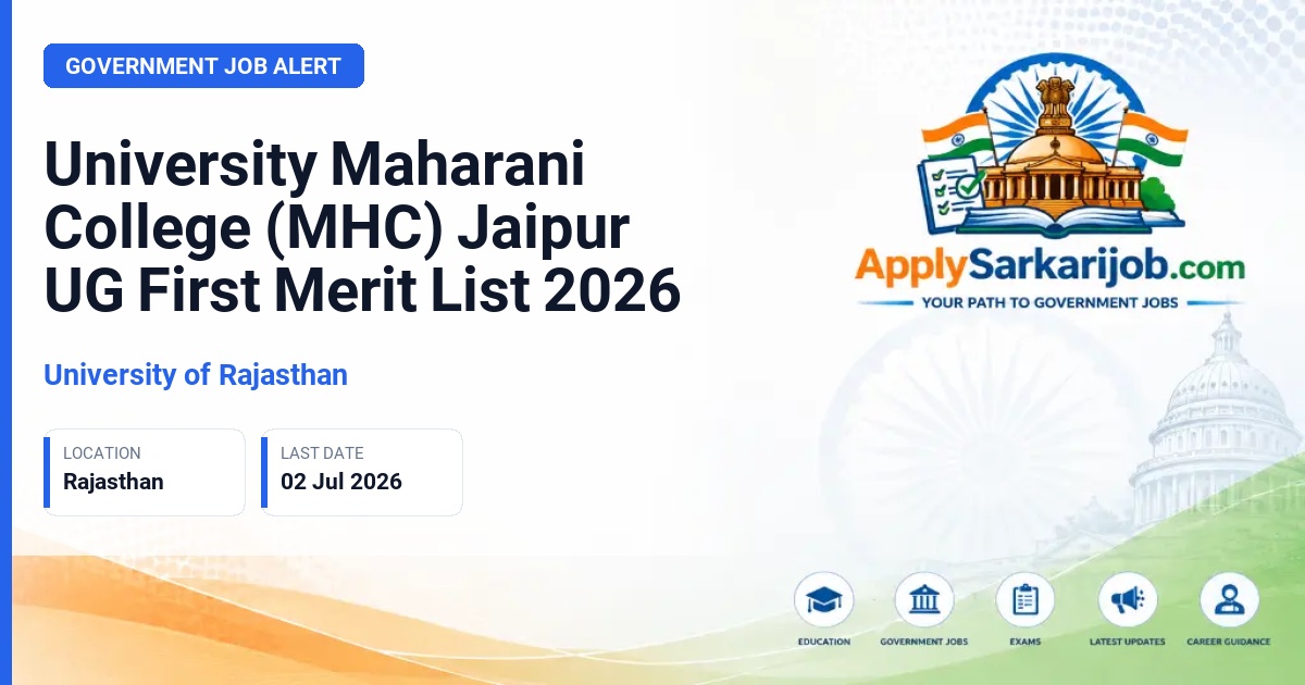 University of Rajasthan - University Maharani College (MHC) Jaipur UG First Merit List 2026 Official Notification Poster & Schedule