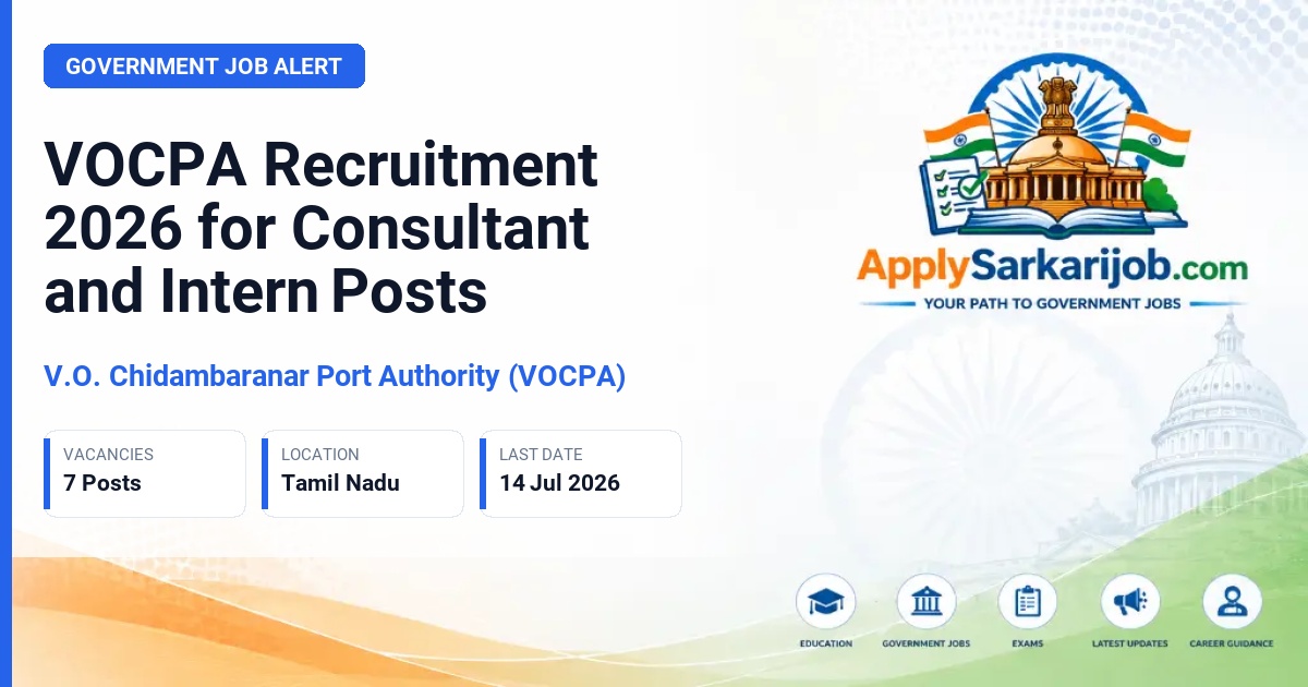 V.O. Chidambaranar Port Authority (VOCPA) - Consultant, Associate Consultant, Professional Intern Official Notification Poster & Schedule
