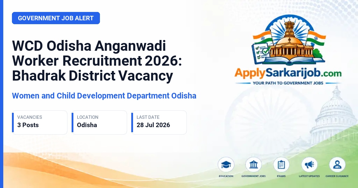 Women and Child Development Department Odisha - Anganwadi Worker Official Notification Poster & Schedule
