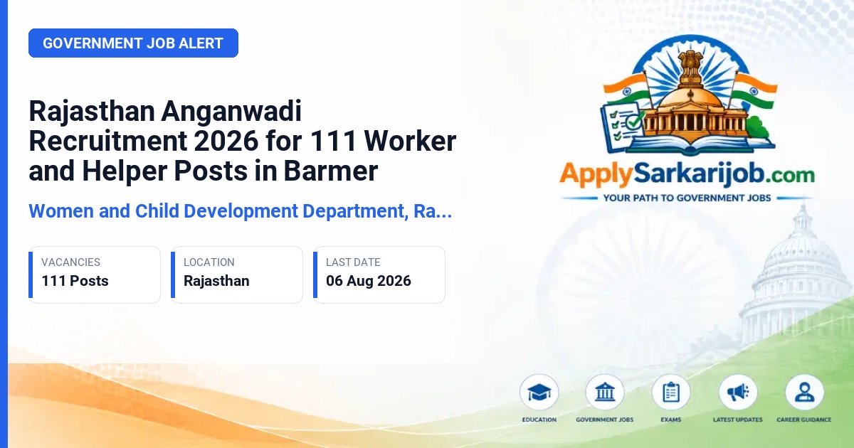 Women and Child Development Department, Rajasthan - Anganwadi Worker and Helper Official Notification Poster & Schedule