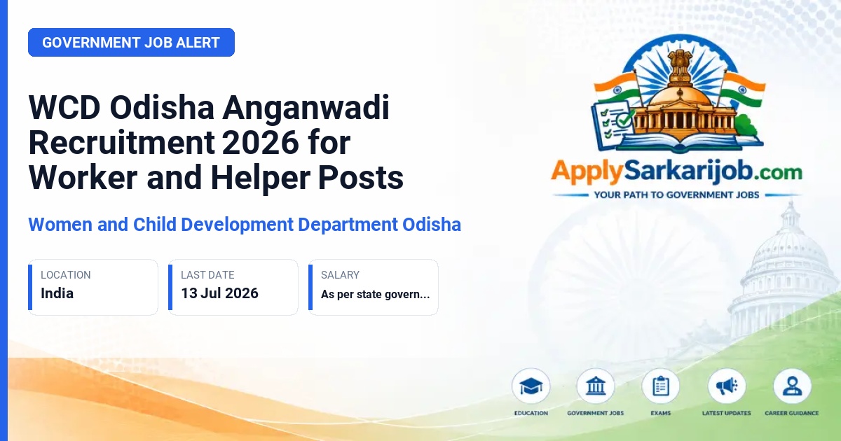Women and Child Development Department Odisha - Anganwadi Worker and Anganwadi Helper Official Notification Poster & Schedule