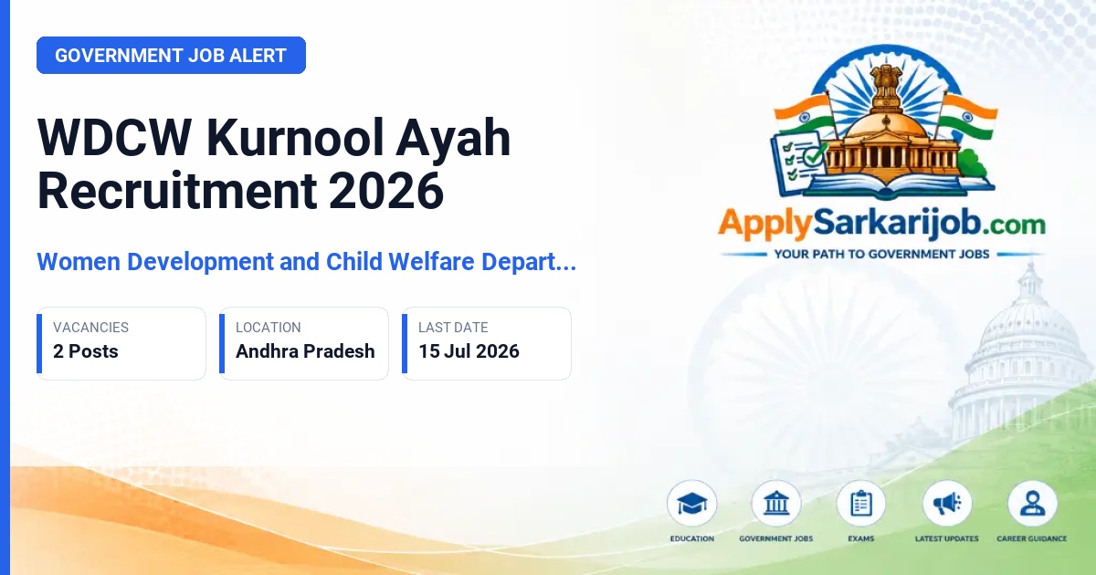 Women Development and Child Welfare Department Kurnool - Ayah Official Notification Poster & Schedule