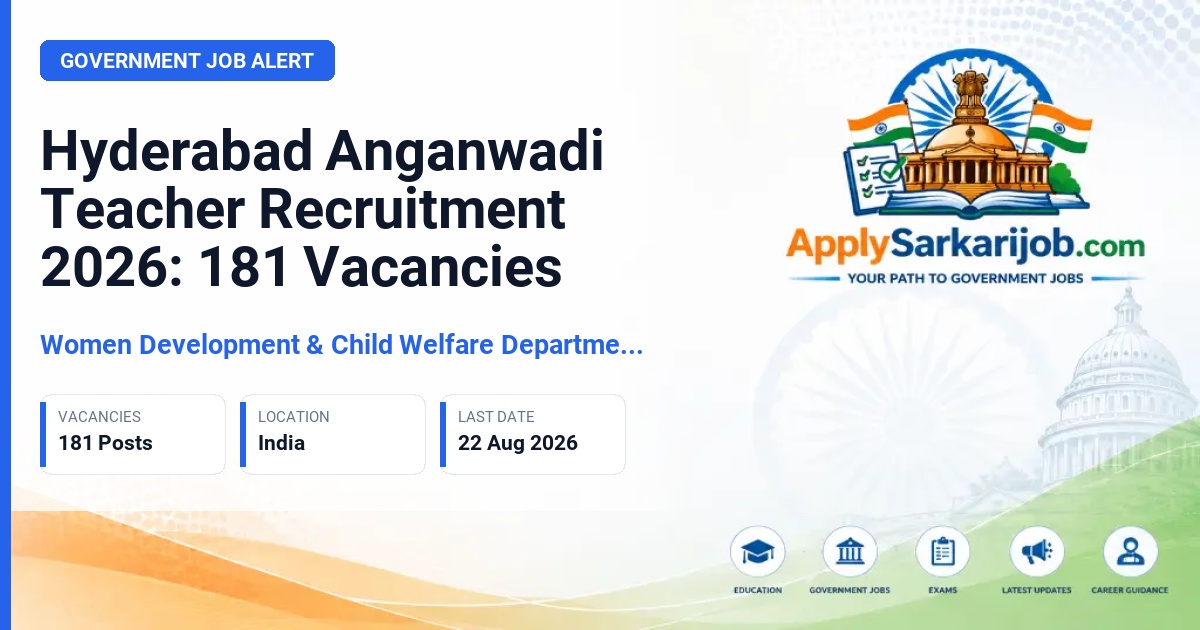 Women Development & Child Welfare Department, Hyderabad District - Anganwadi Teacher (AWT) Official Notification Poster & Schedule